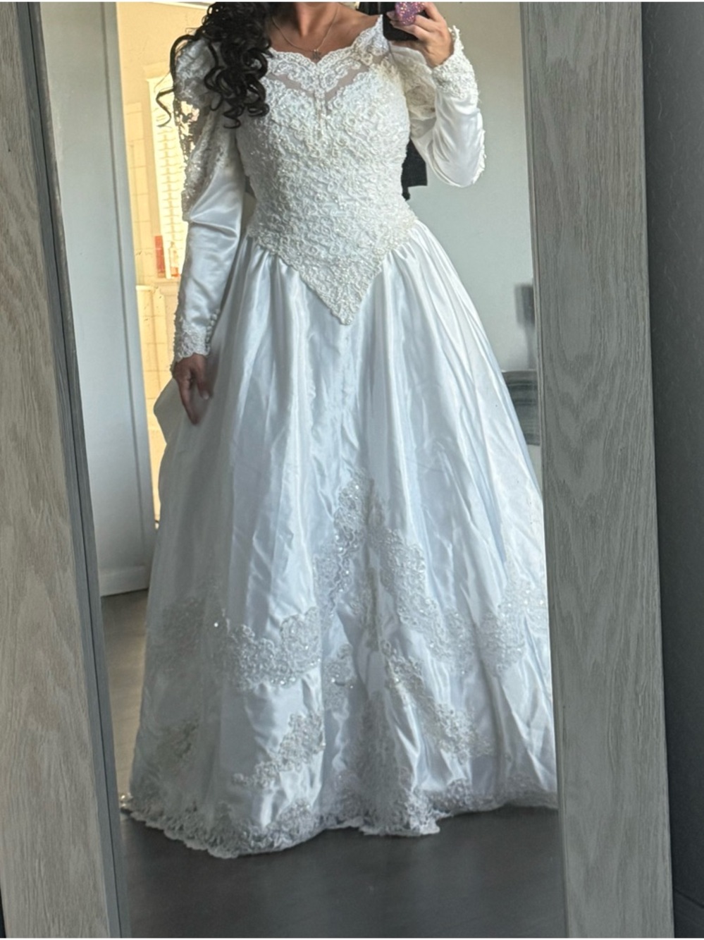 Mori Lee vintage wedding gown Cathedral scallop train